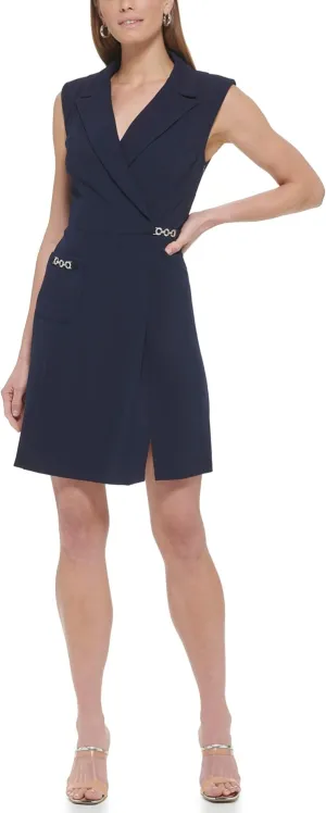 DKNY Women's Chain Detail Vneck Sleeveless Dress