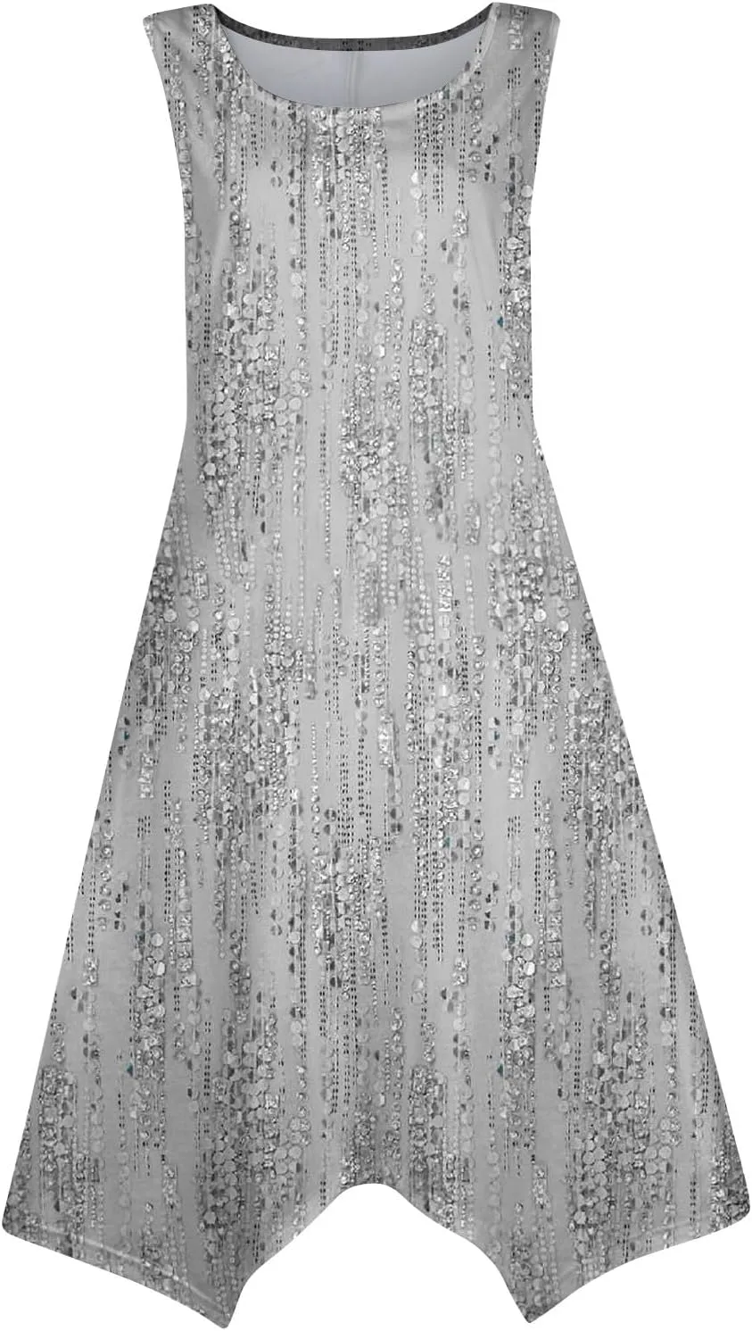 DOPOCQ Womens Summer Dresses Casual Plus Size Sleeveless Crewneck Tank Sundress Hawaiian Trendy Graphic Boho Midi Dresses