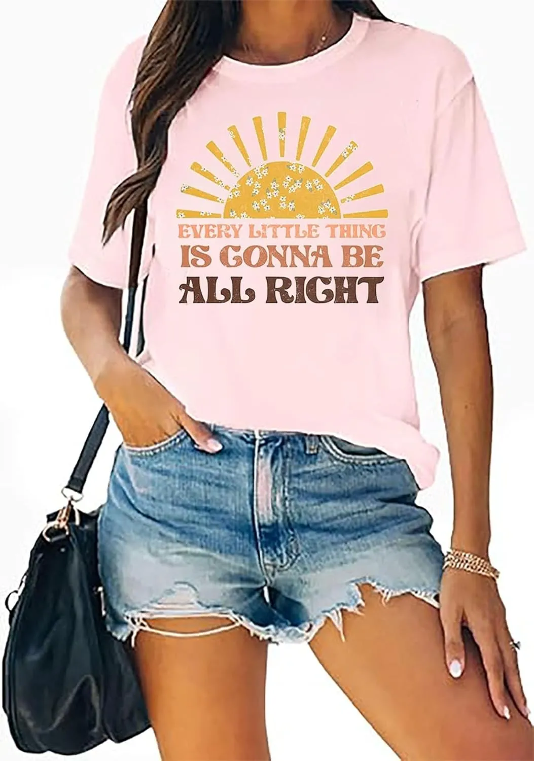 Every Little Thing is Gonna Be Alright Shirt Women Country Music Tshirt Hippie Gift Shirt Vintage Graphic Tees Top