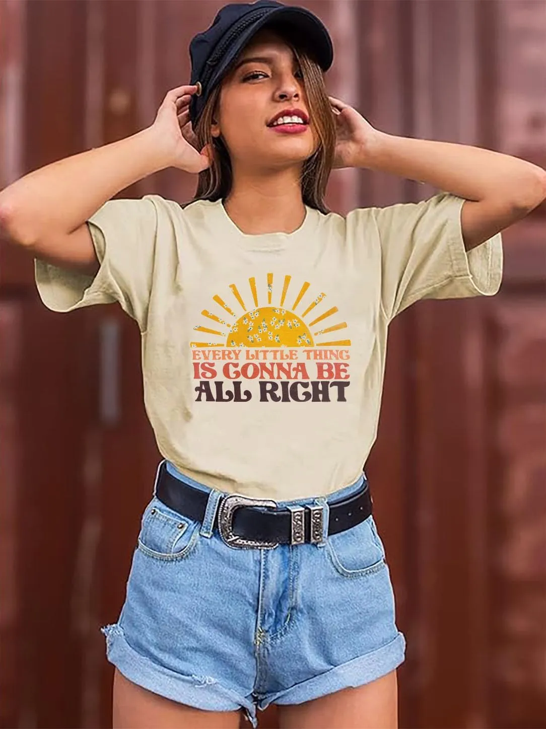 Every Little Thing is Gonna Be Alright Shirt Women Country Music Tshirt Hippie Gift Shirt Vintage Graphic Tees Top