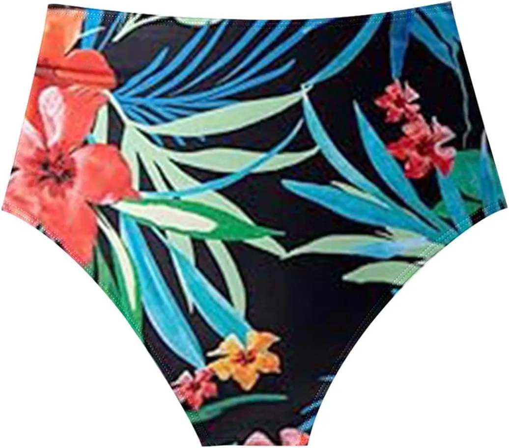 Fashion Swimsuits for Women 2 Piece High Waisted Floral Bikini Sets Sexy Padded Ruffle Bathing Suits Beachwear S-3XL