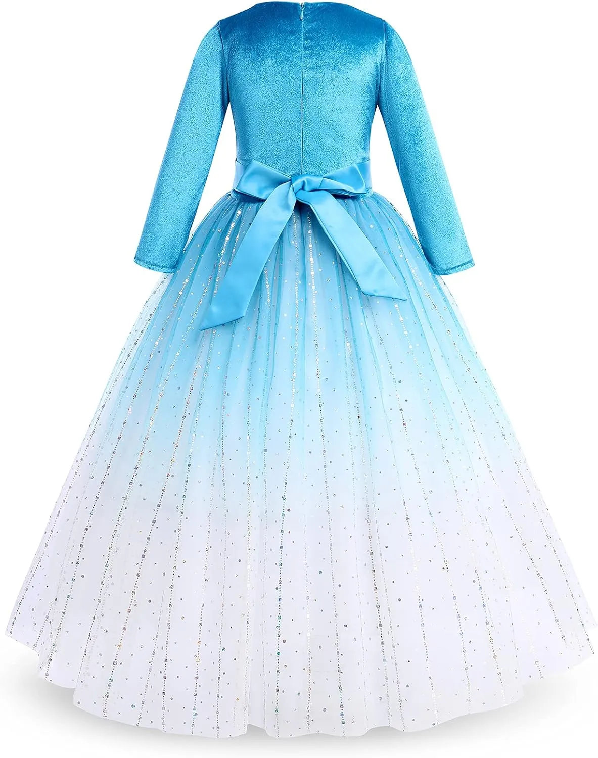 Flower Girl Velvet Floral Gradient Sequins Dress for Kids Wedding Bridesmaid Pageant Communion Formal Princess Puffy Gown