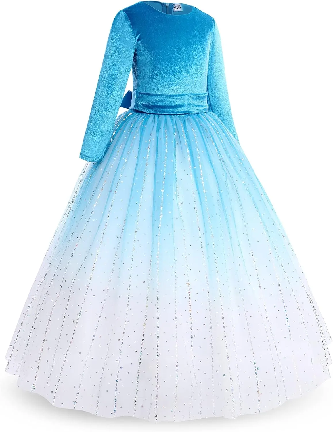 Flower Girl Velvet Floral Gradient Sequins Dress for Kids Wedding Bridesmaid Pageant Communion Formal Princess Puffy Gown