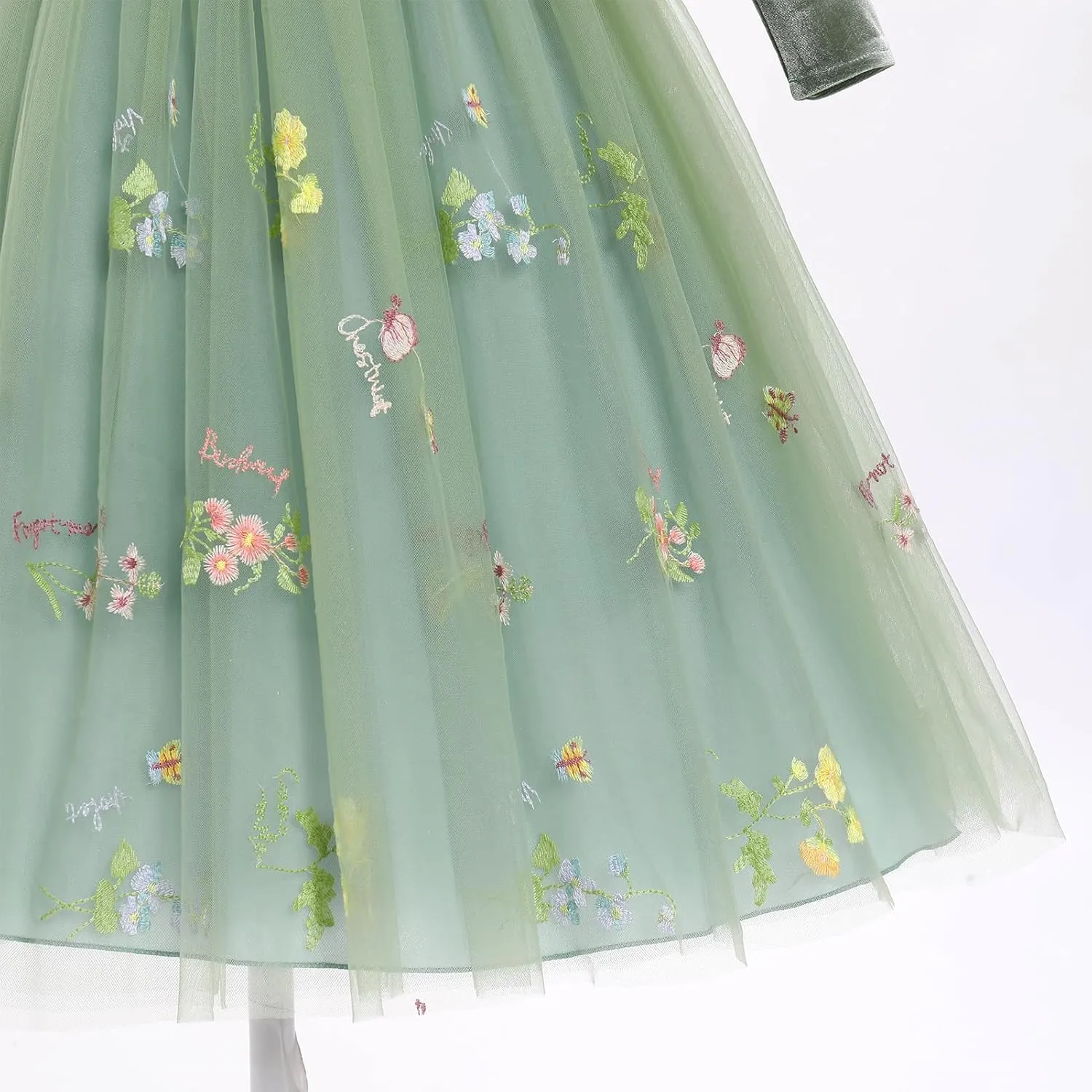Flower Girl Velvet Floral Gradient Sequins Dress for Kids Wedding Bridesmaid Pageant Communion Formal Princess Puffy Gown