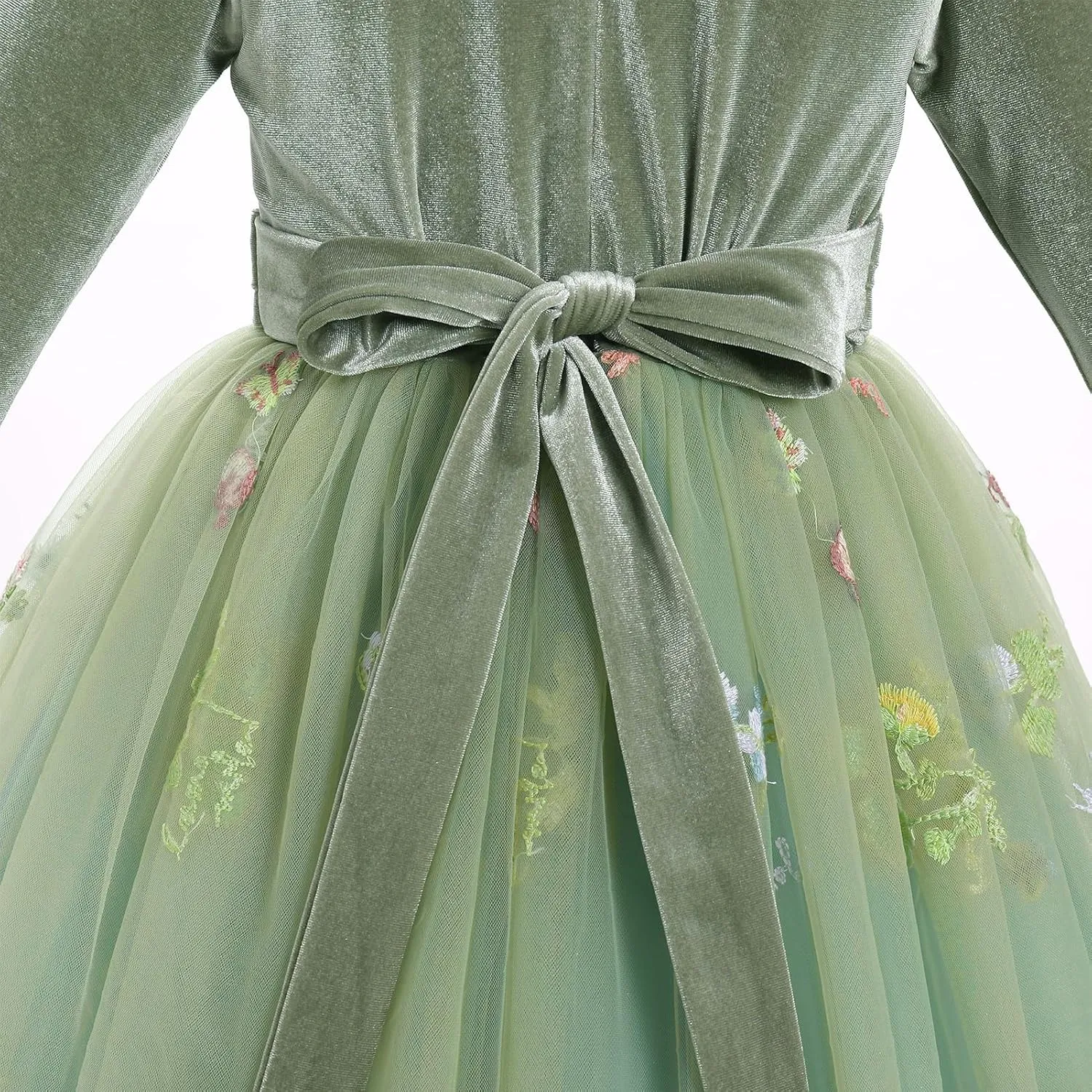 Flower Girl Velvet Floral Gradient Sequins Dress for Kids Wedding Bridesmaid Pageant Communion Formal Princess Puffy Gown