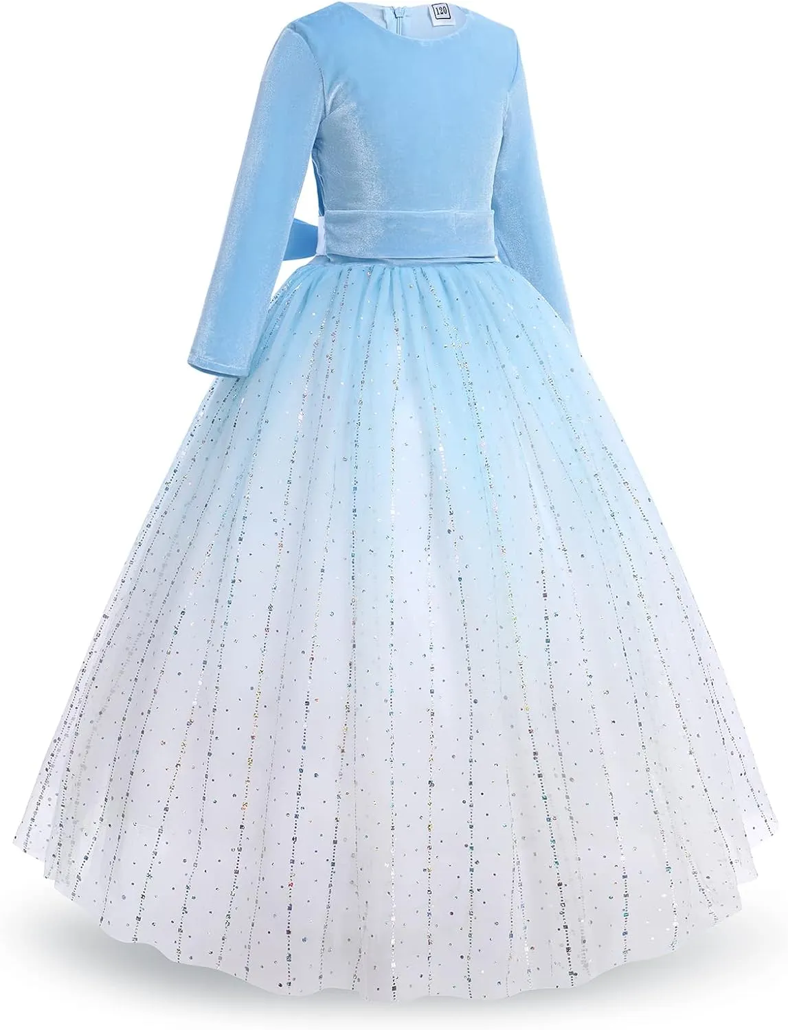 Flower Girl Velvet Floral Gradient Sequins Dress for Kids Wedding Bridesmaid Pageant Communion Formal Princess Puffy Gown