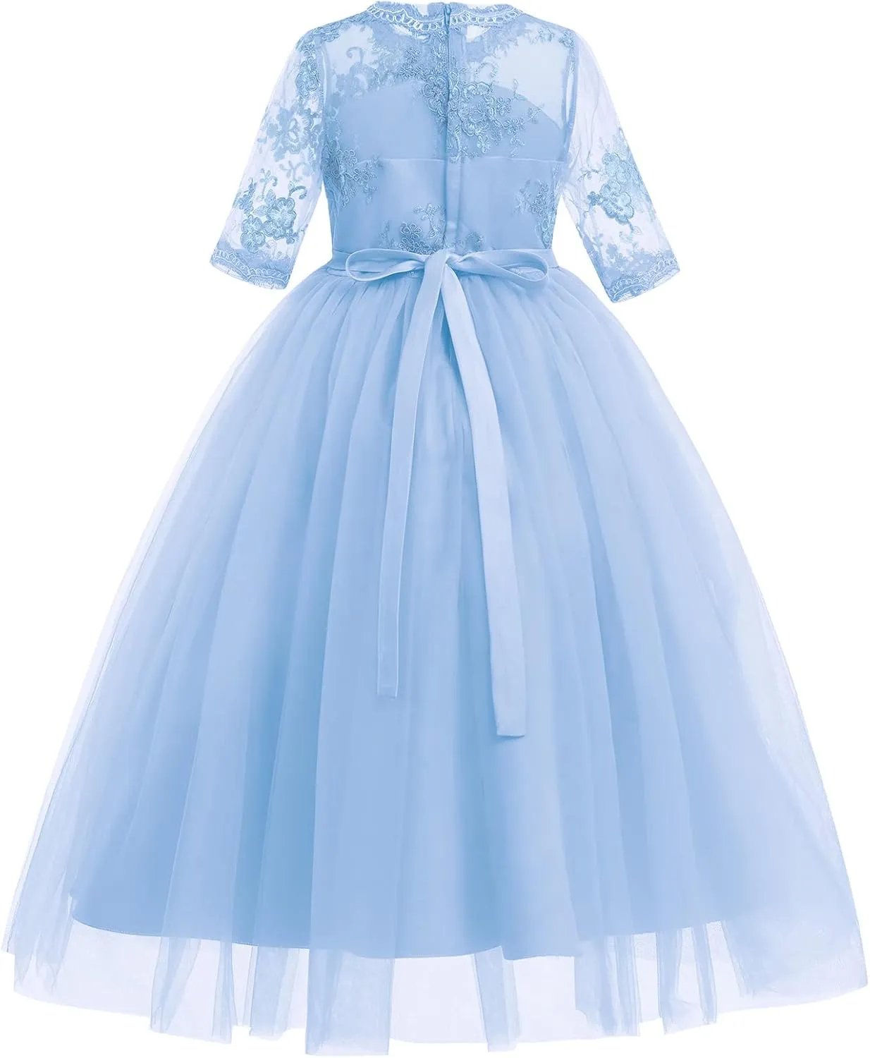 Flower Girls Princess Dress Embroidered Pageant Wedding Birthday Formal Party Tulle Tutu Dress Kids Ball Gown