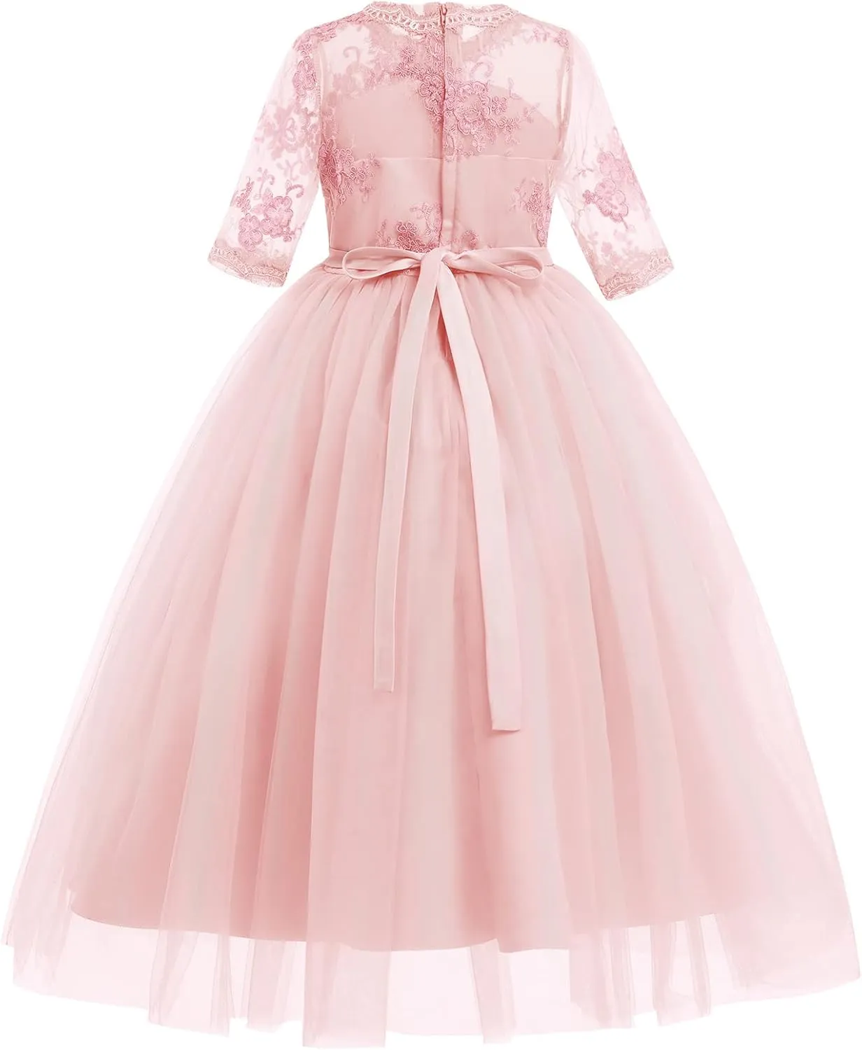 Flower Girls Princess Dress Embroidered Pageant Wedding Birthday Formal Party Tulle Tutu Dress Kids Ball Gown