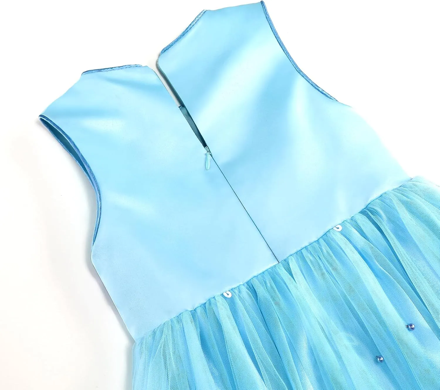 Flower Girls Sequin Dress Girls Dresses Birthday Princess Dress for Wedding Tulle Pearl Sleeveless Party Pageant