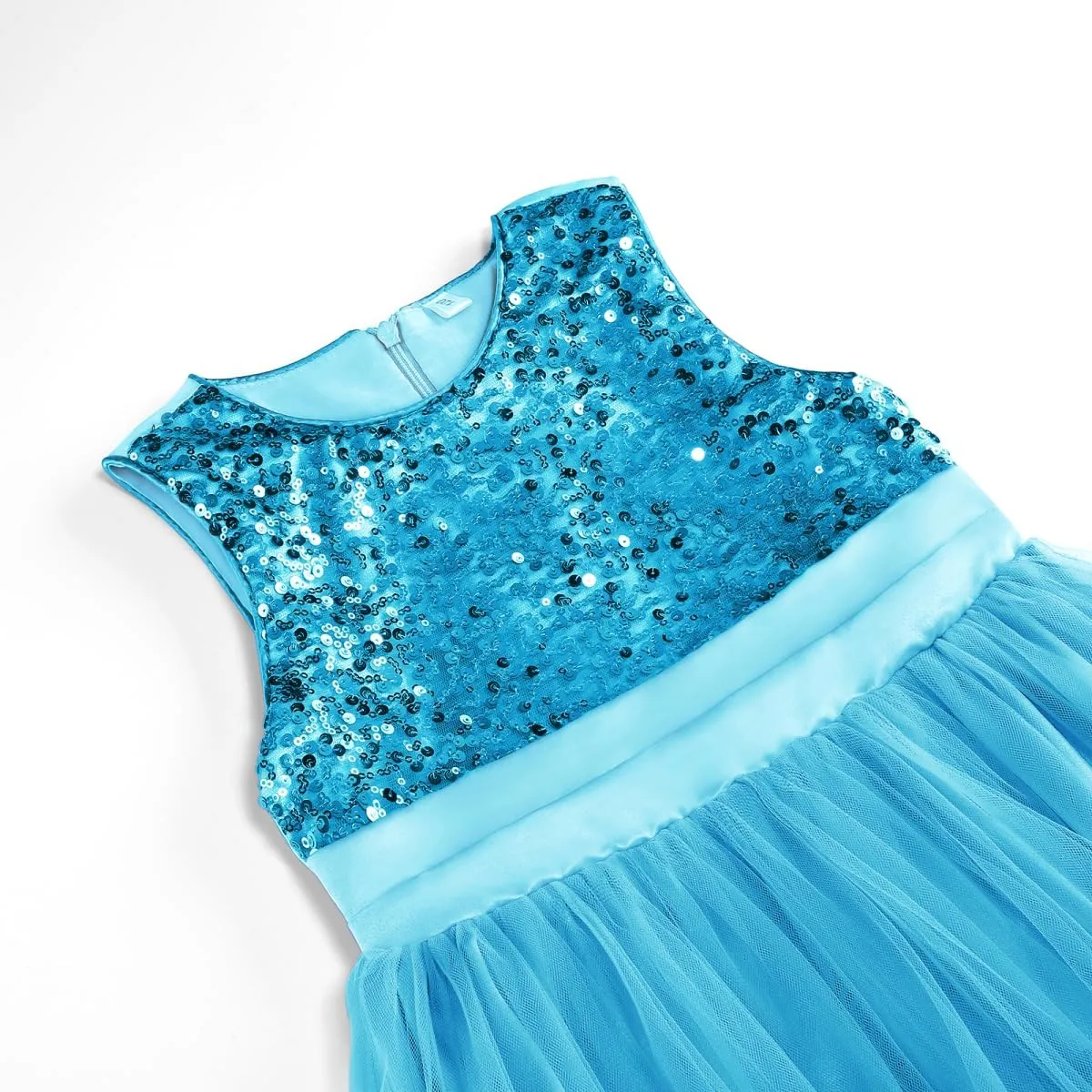 Flower Girls Sequin Dress Girls Dresses Birthday Princess Dress for Wedding Tulle Pearl Sleeveless Party Pageant