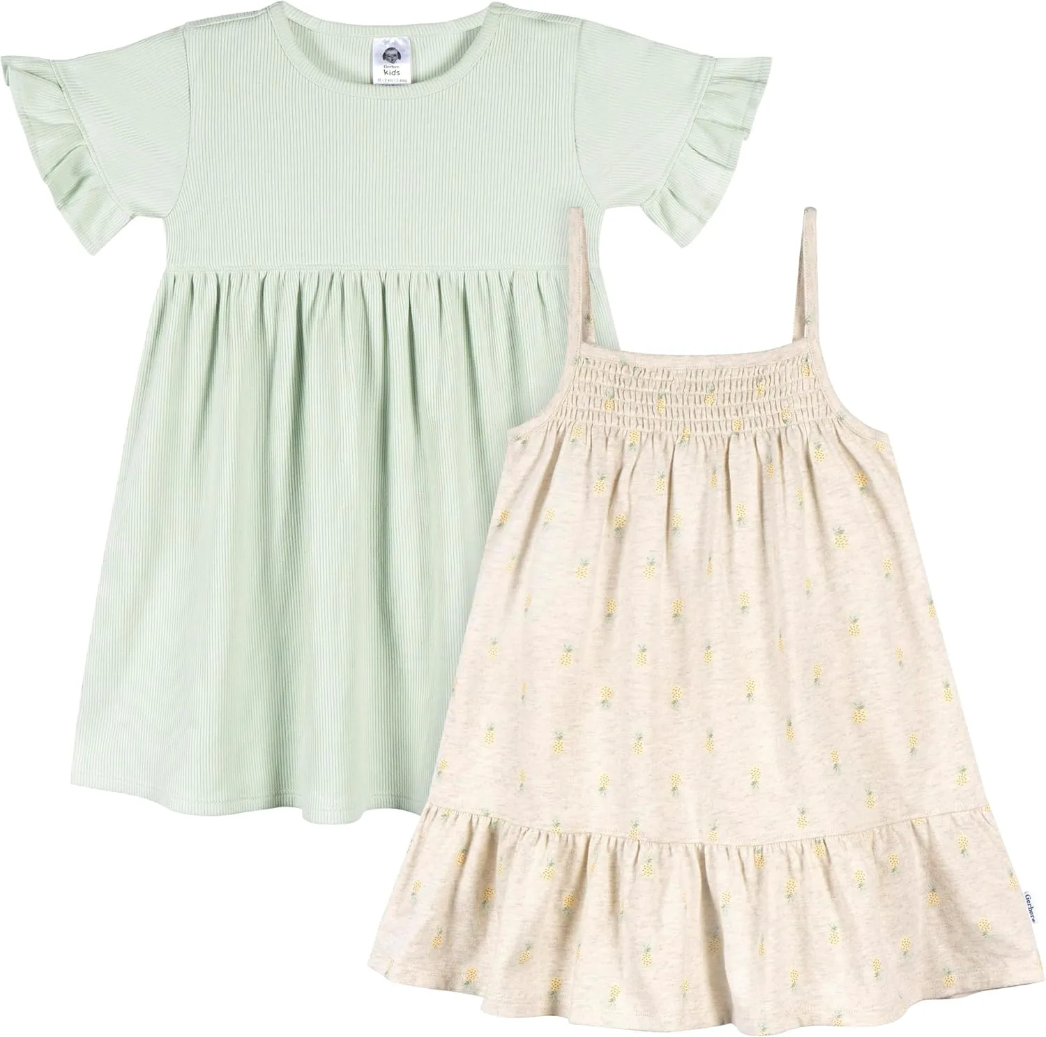 Gerber Girls' Toddler Short-Sleeve and Sleeveless Dress Set