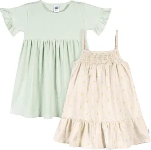 Gerber Girls' Toddler Short-Sleeve and Sleeveless Dress Set