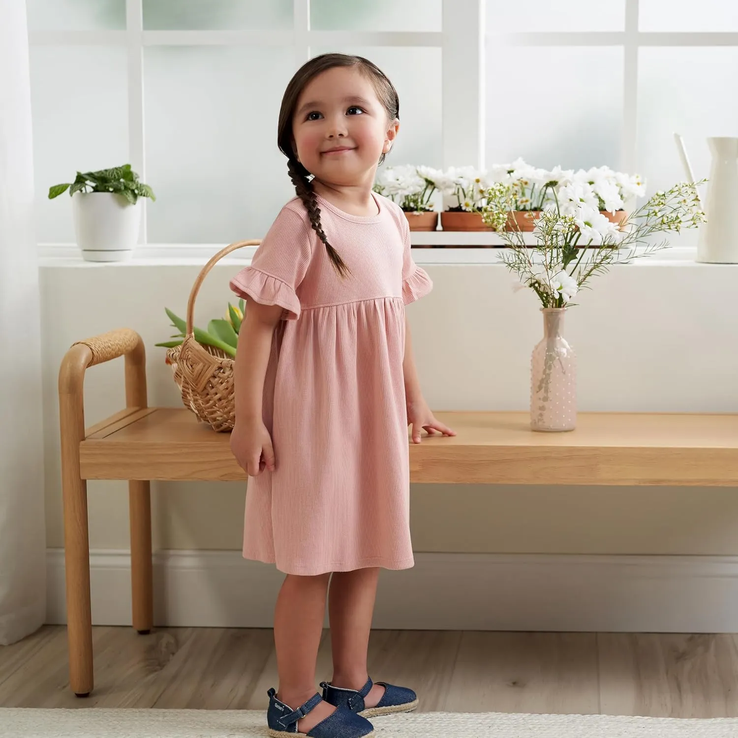 Gerber Girls' Toddler Short-Sleeve and Sleeveless Dress Set