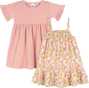 Gerber Girls' Toddler Short-Sleeve and Sleeveless Dress Set