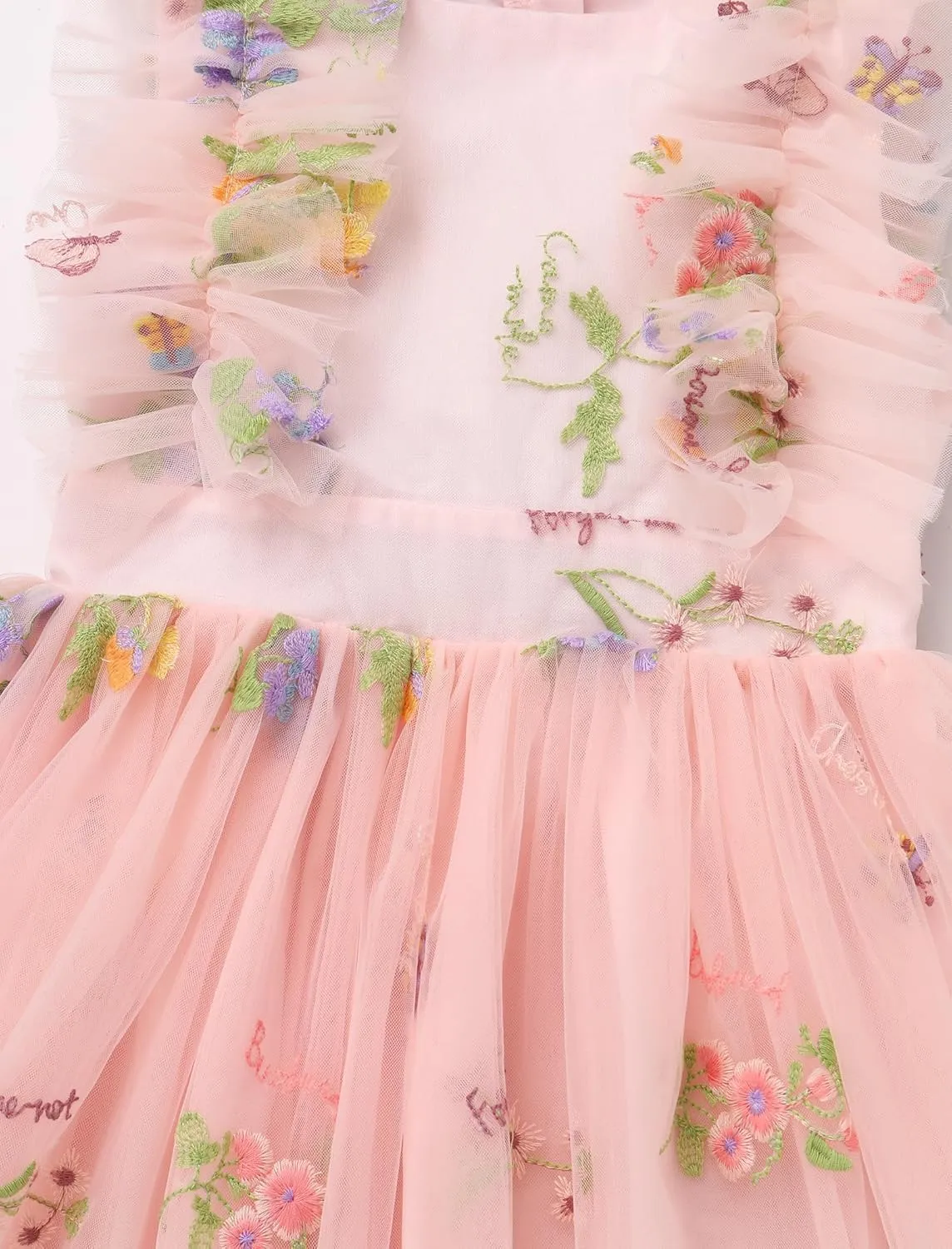 Girls Birthday Party Dress Butterfly Daisy Polka Dots Embroidery Princess Tulle Wedding Pageant Evening Gown