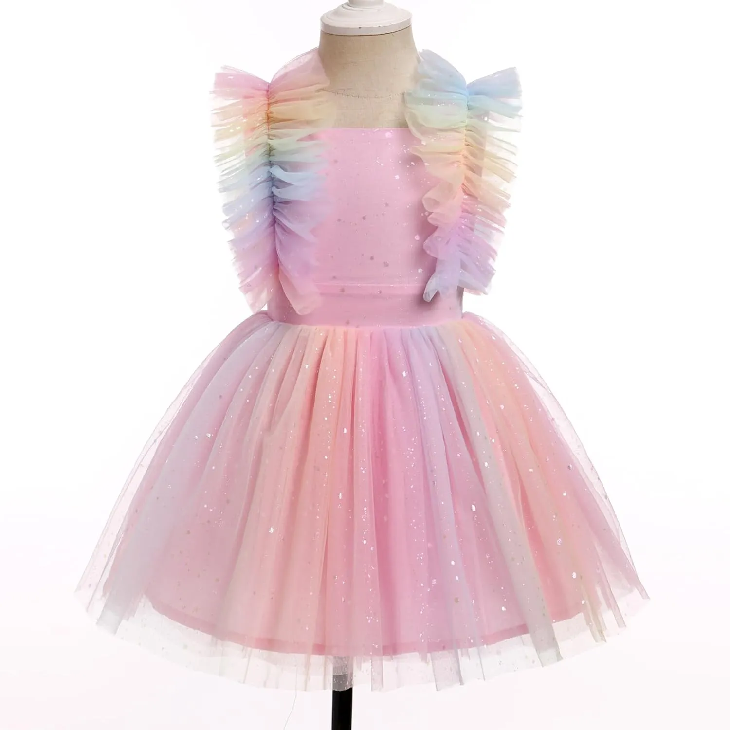 Girls Birthday Party Dress Butterfly Daisy Polka Dots Embroidery Princess Tulle Wedding Pageant Evening Gown