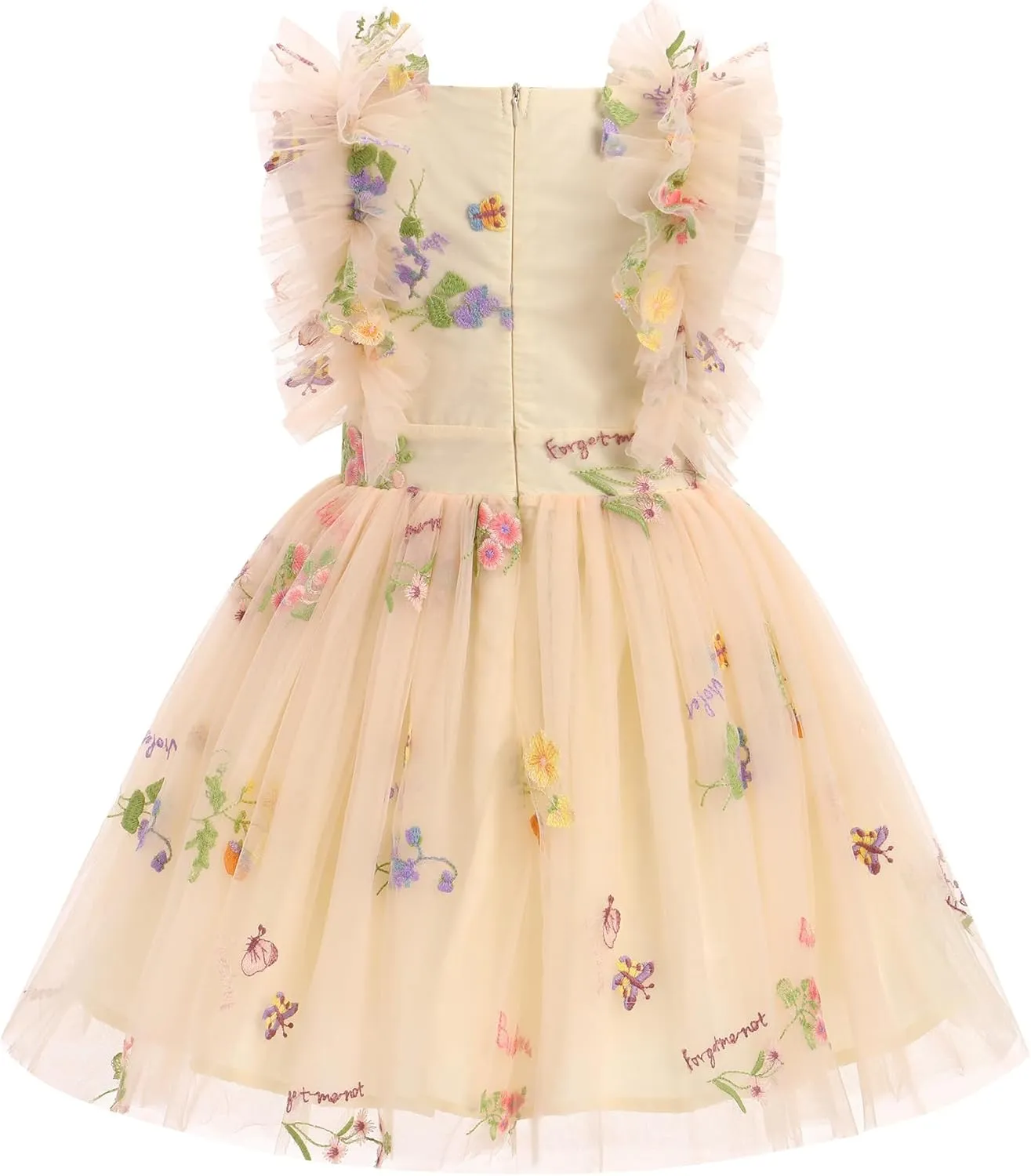 Girls Birthday Party Dress Butterfly Daisy Polka Dots Embroidery Princess Tulle Wedding Pageant Evening Gown