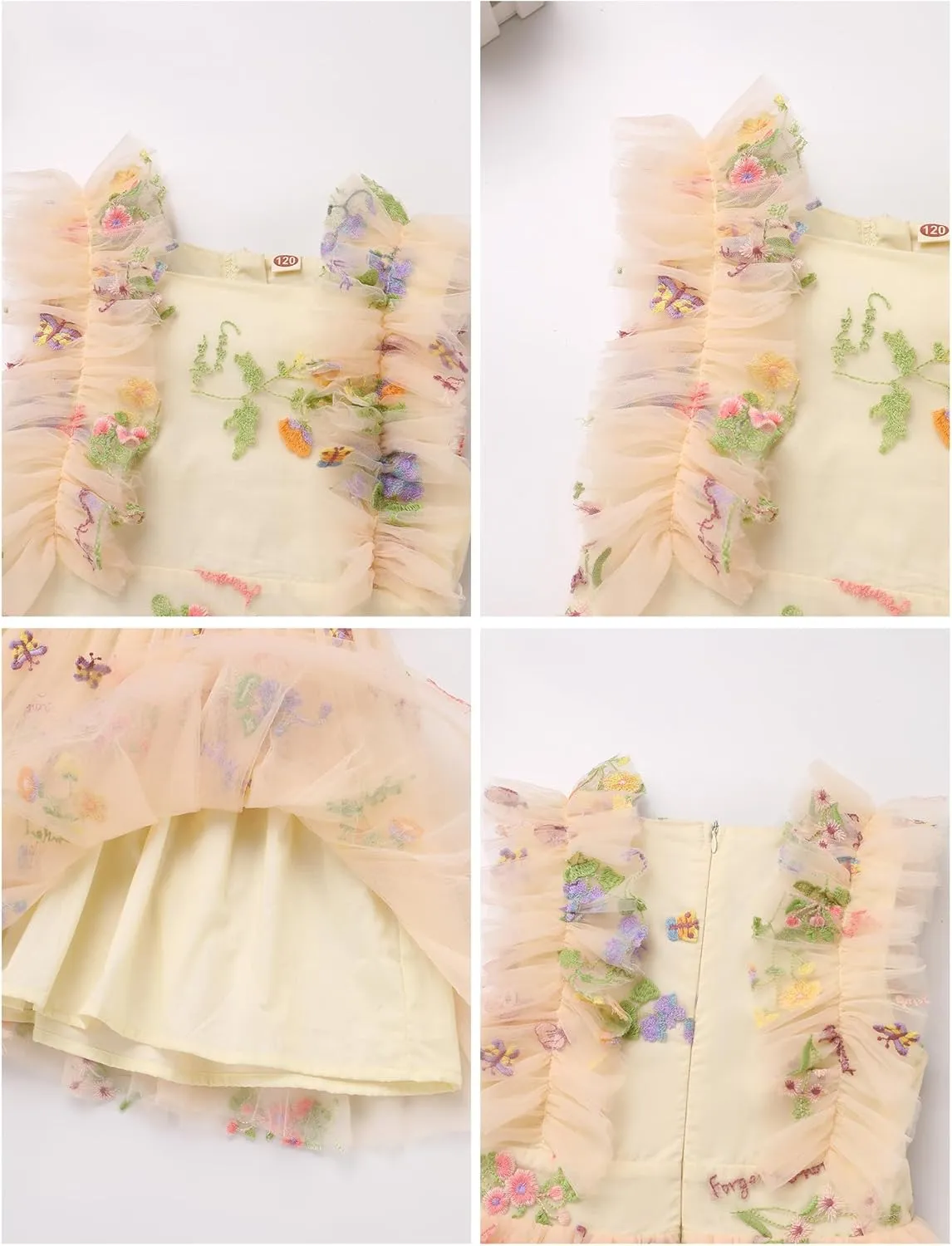 Girls Birthday Party Dress Butterfly Daisy Polka Dots Embroidery Princess Tulle Wedding Pageant Evening Gown