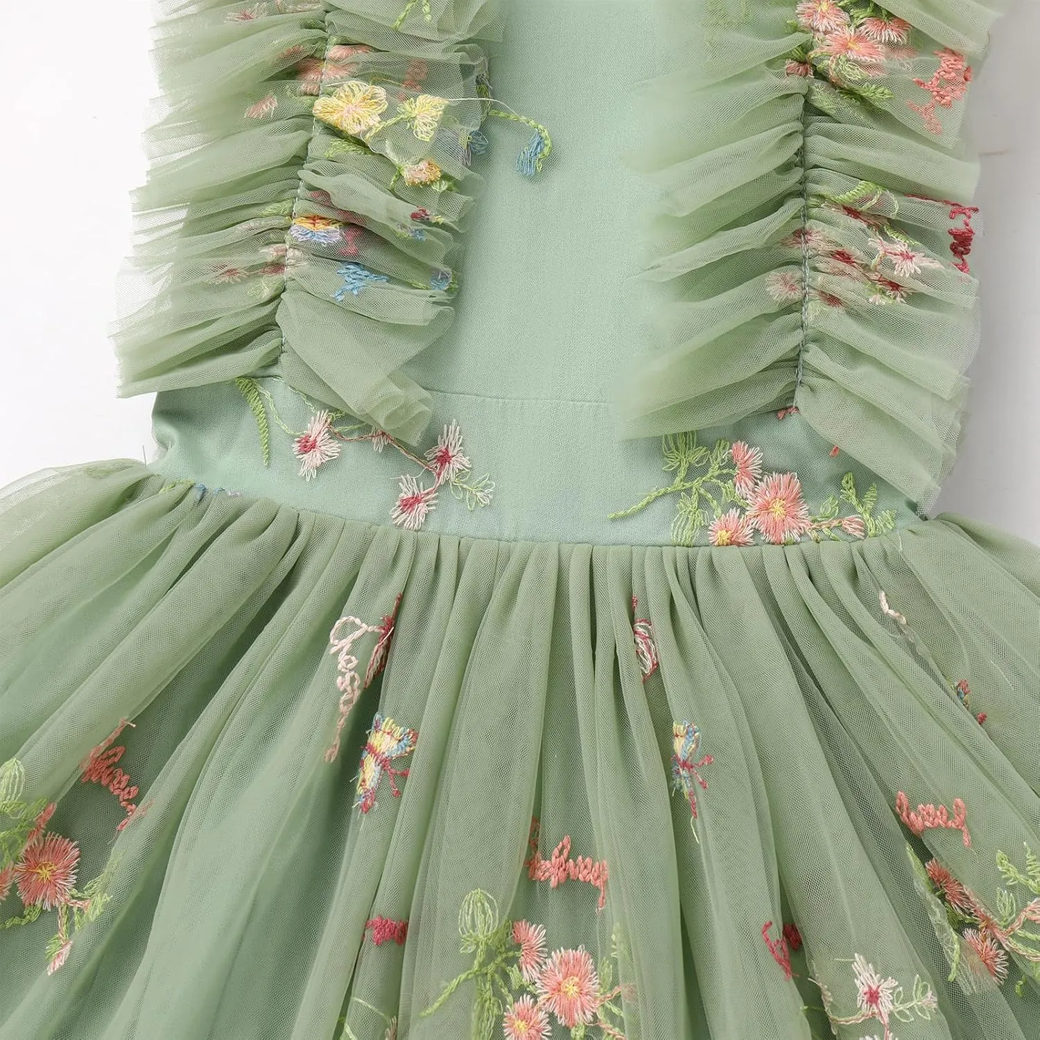 Girls Birthday Party Dress Butterfly Daisy Polka Dots Embroidery Princess Tulle Wedding Pageant Evening Gown
