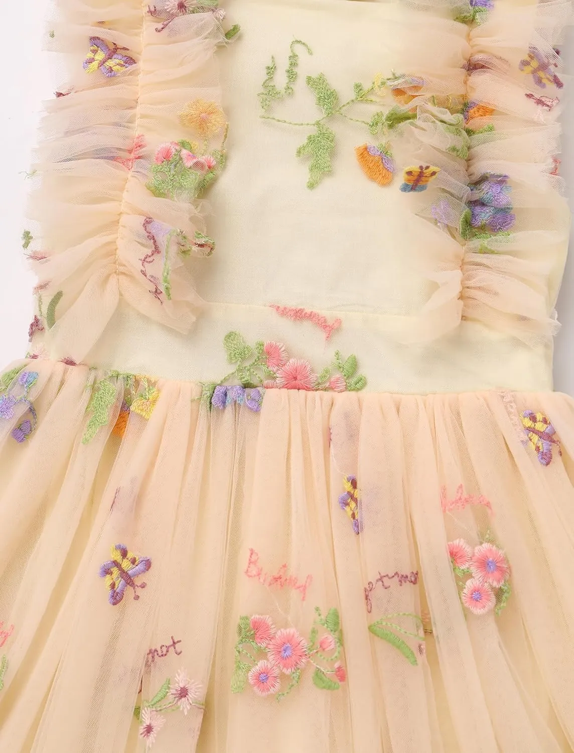 Girls Birthday Party Dress Butterfly Daisy Polka Dots Embroidery Princess Tulle Wedding Pageant Evening Gown