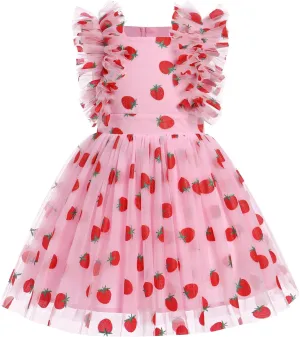 Girls Birthday Party Dress Butterfly Daisy Polka Dots Embroidery Princess Tulle Wedding Pageant Evening Gown
