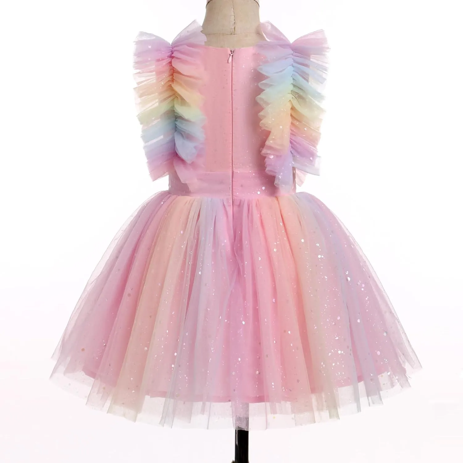 Girls Birthday Party Dress Butterfly Daisy Polka Dots Embroidery Princess Tulle Wedding Pageant Evening Gown