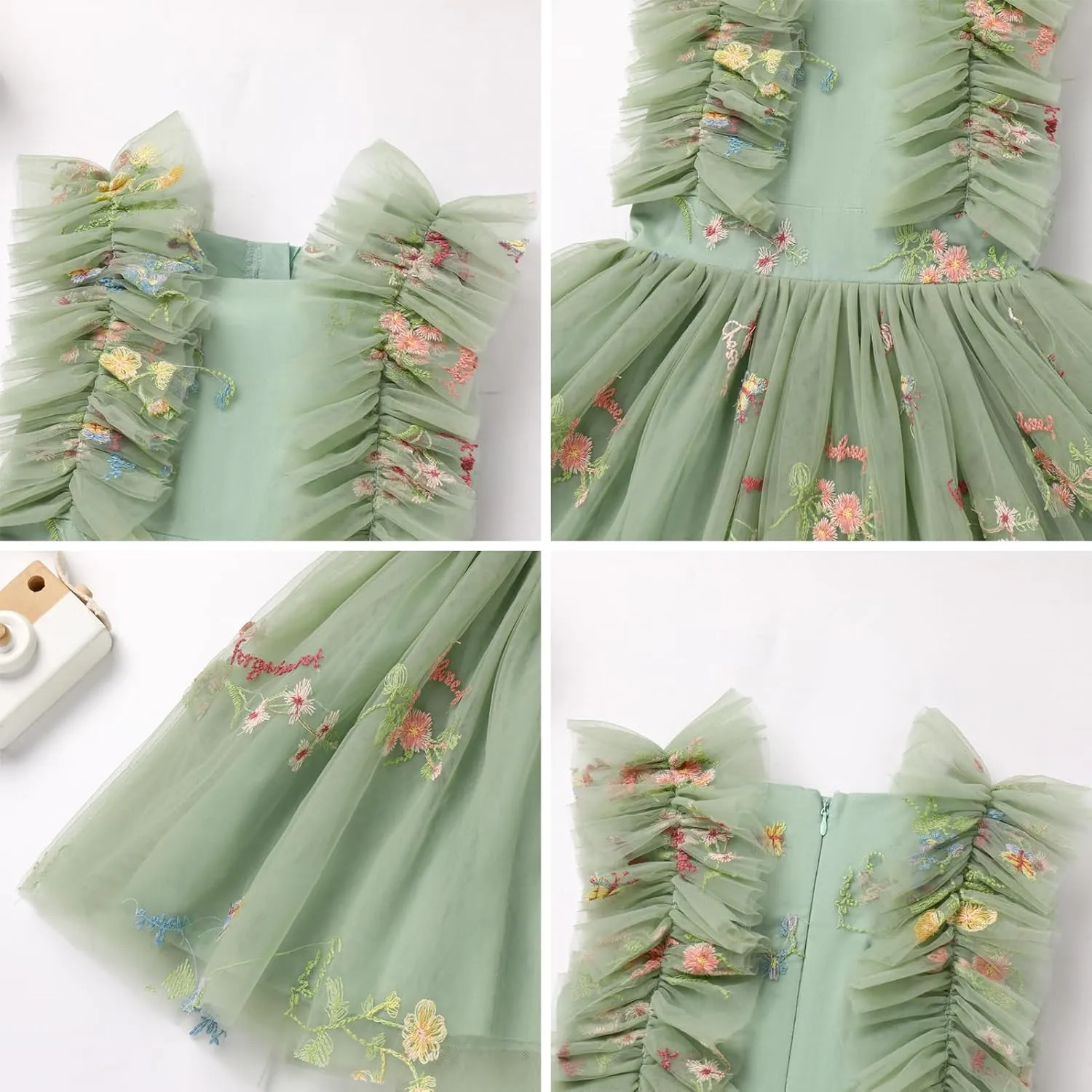 Girls Birthday Party Dress Butterfly Daisy Polka Dots Embroidery Princess Tulle Wedding Pageant Evening Gown