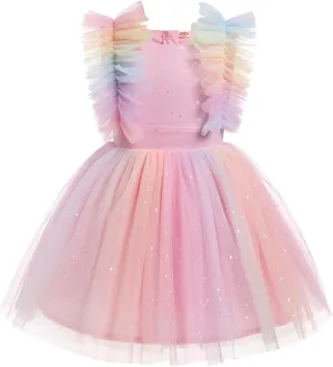 Girls Birthday Party Dress Butterfly Daisy Polka Dots Embroidery Princess Tulle Wedding Pageant Evening Gown