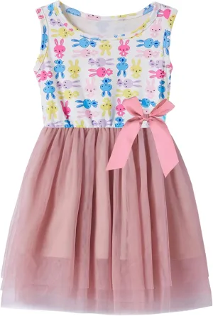 Girls Sleeveless Dress Toddler Bunny Tutu Sundress Casual Party Dresses