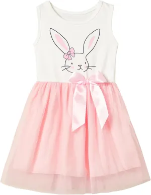 Girls Sleeveless Dress Toddler Bunny Tutu Sundress Casual Party Dresses
