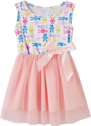 Girls Sleeveless Dress Toddler Bunny Tutu Sundress Casual Party Dresses
