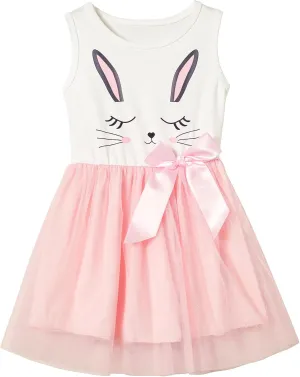 Girls Sleeveless Dress Toddler Bunny Tutu Sundress Casual Party Dresses