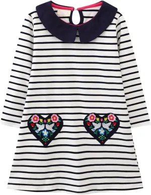 HILEELANG Little Girl Long Sleeve Dress Cotton Casual Applique Halloween Christams Tunic Shirt Clothes