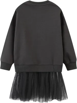 HILEELANG Toddler Girl Long Sleeve Dress Cotton Casual Jersey Shirt Playwear Applique Dress