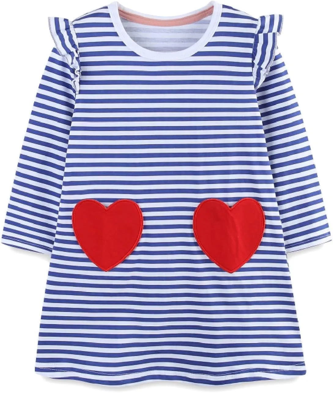 HILEELANG Toddler Girl Long Sleeve Dress Cotton Casual Jersey Shirt Playwear Applique Dress