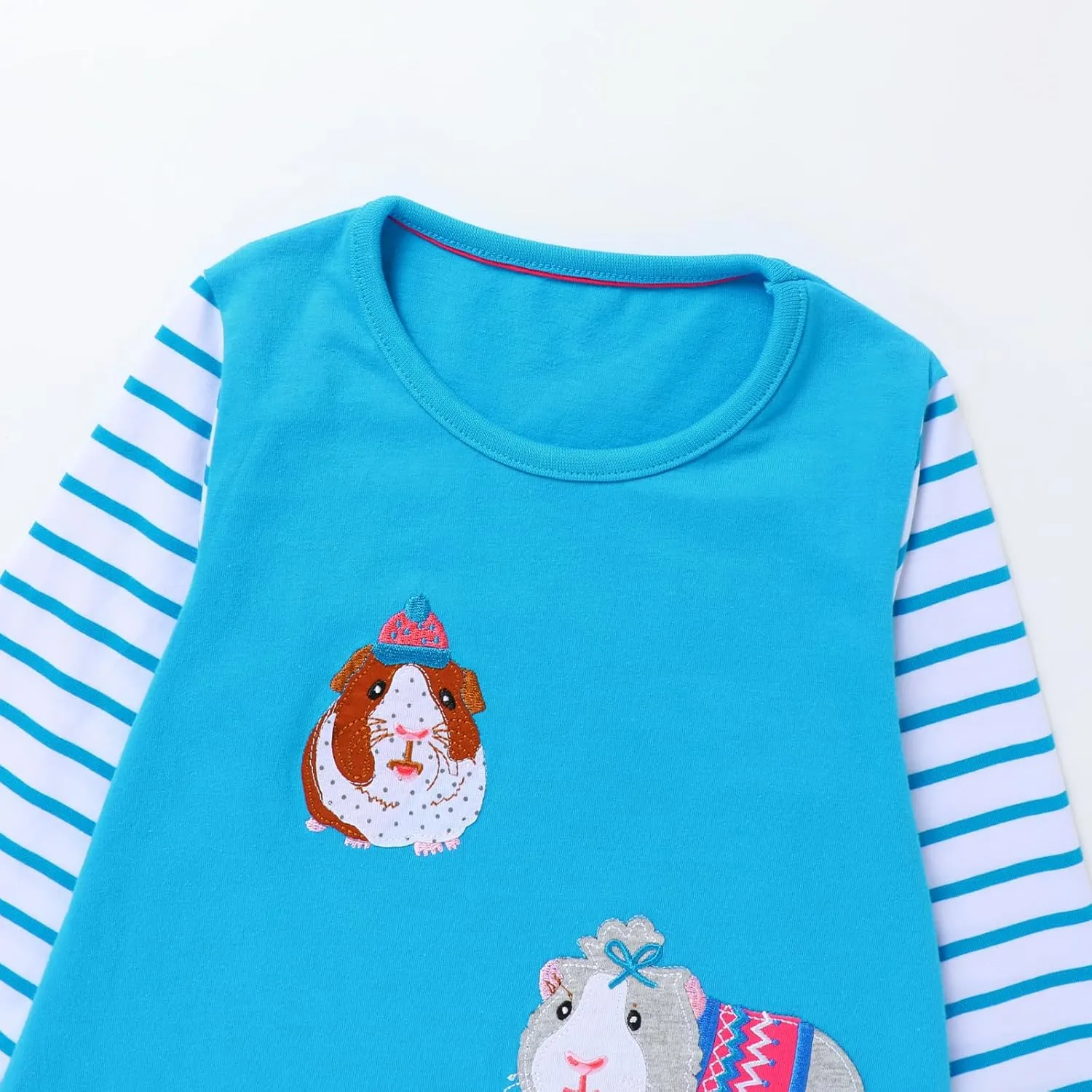 HILEELANG Toddler Girl Long Sleeve Dress Cotton Casual Jersey Shirt Playwear Applique Dress