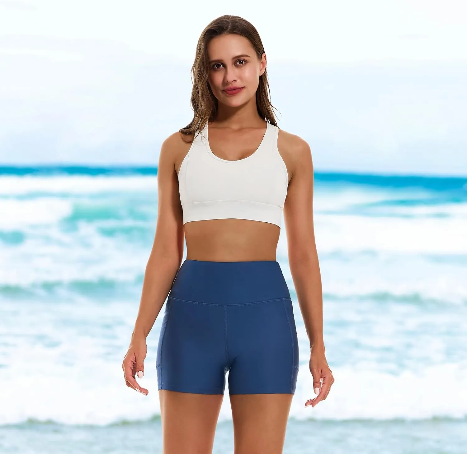 HODOSPORTS Women's 3''/5''/7''/9'' Swim Shorts UPF 50  High Waisted Board Shorts with Pockets Liner Quick Dry Swimsuit Bottom