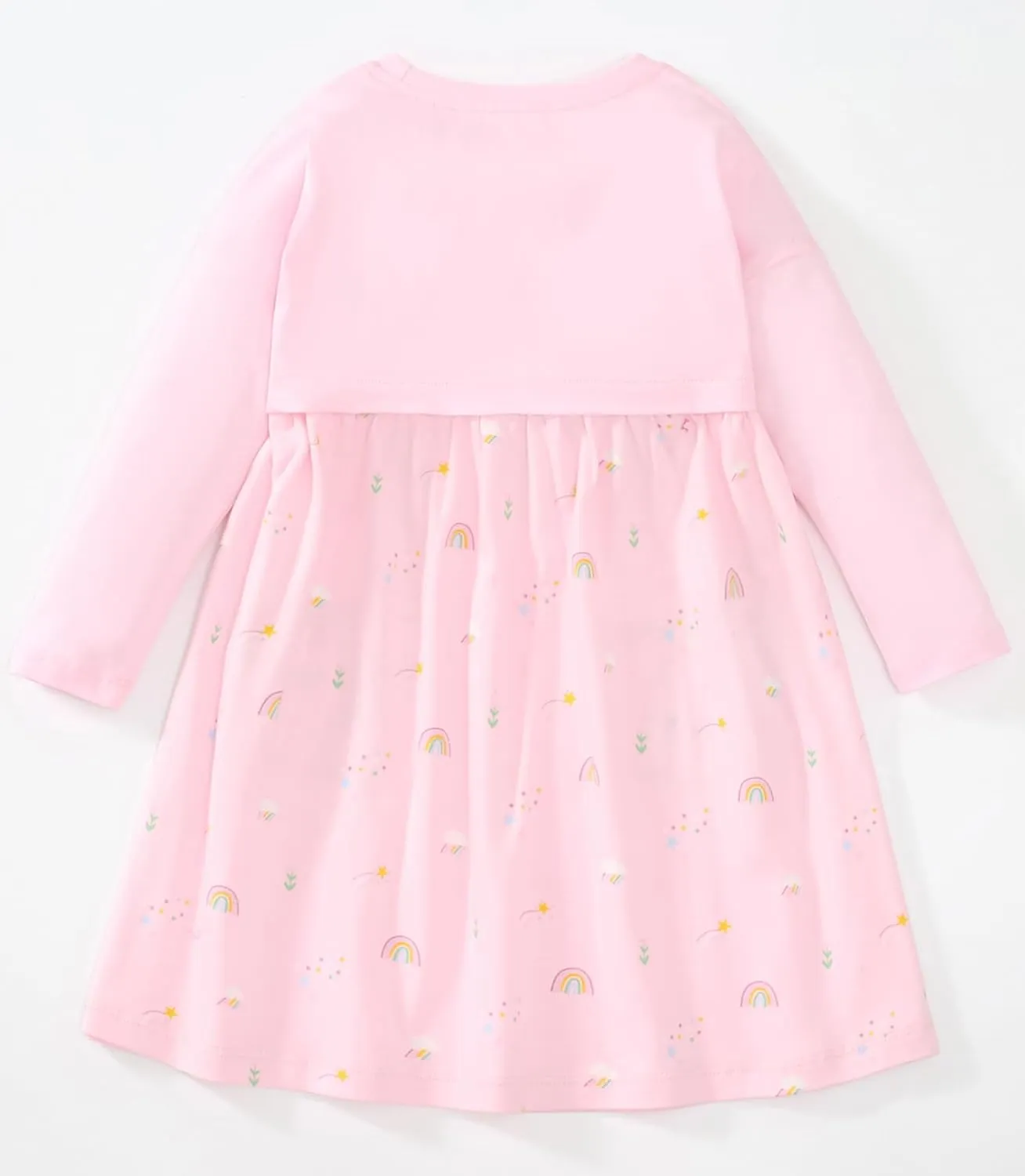 Hongshilian Girls Cotton Long Sleeve Dress Casual Cartoon Appliques Party Dresses