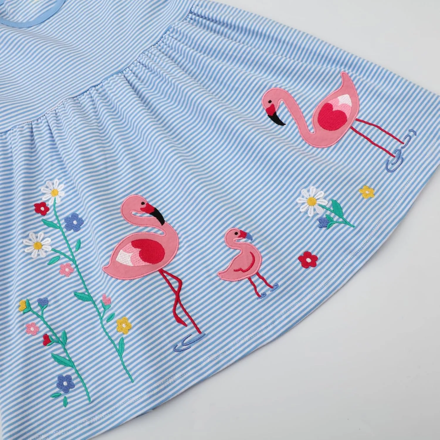 Hongshilian Girls Cotton Long Sleeve Dress Casual Cartoon Appliques Party Dresses