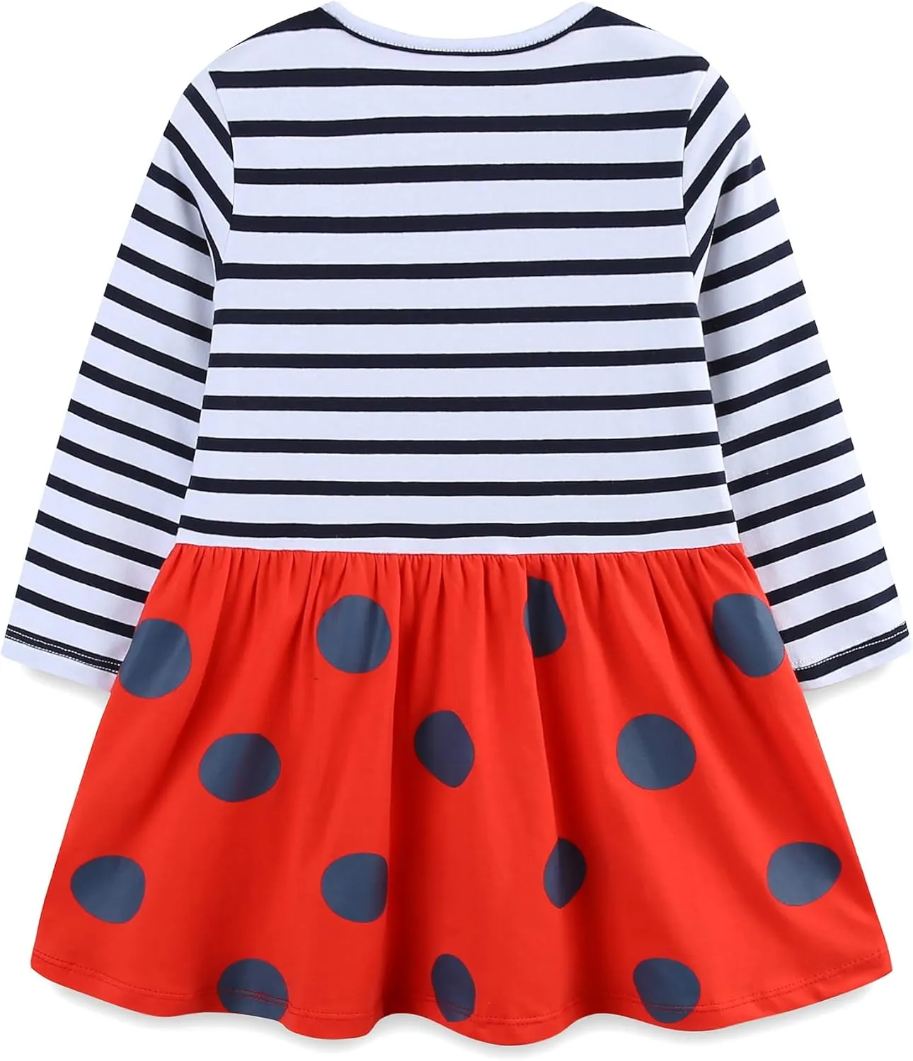 Hongshilian Girls Cotton Long Sleeve Dress Casual Cartoon Appliques Party Dresses