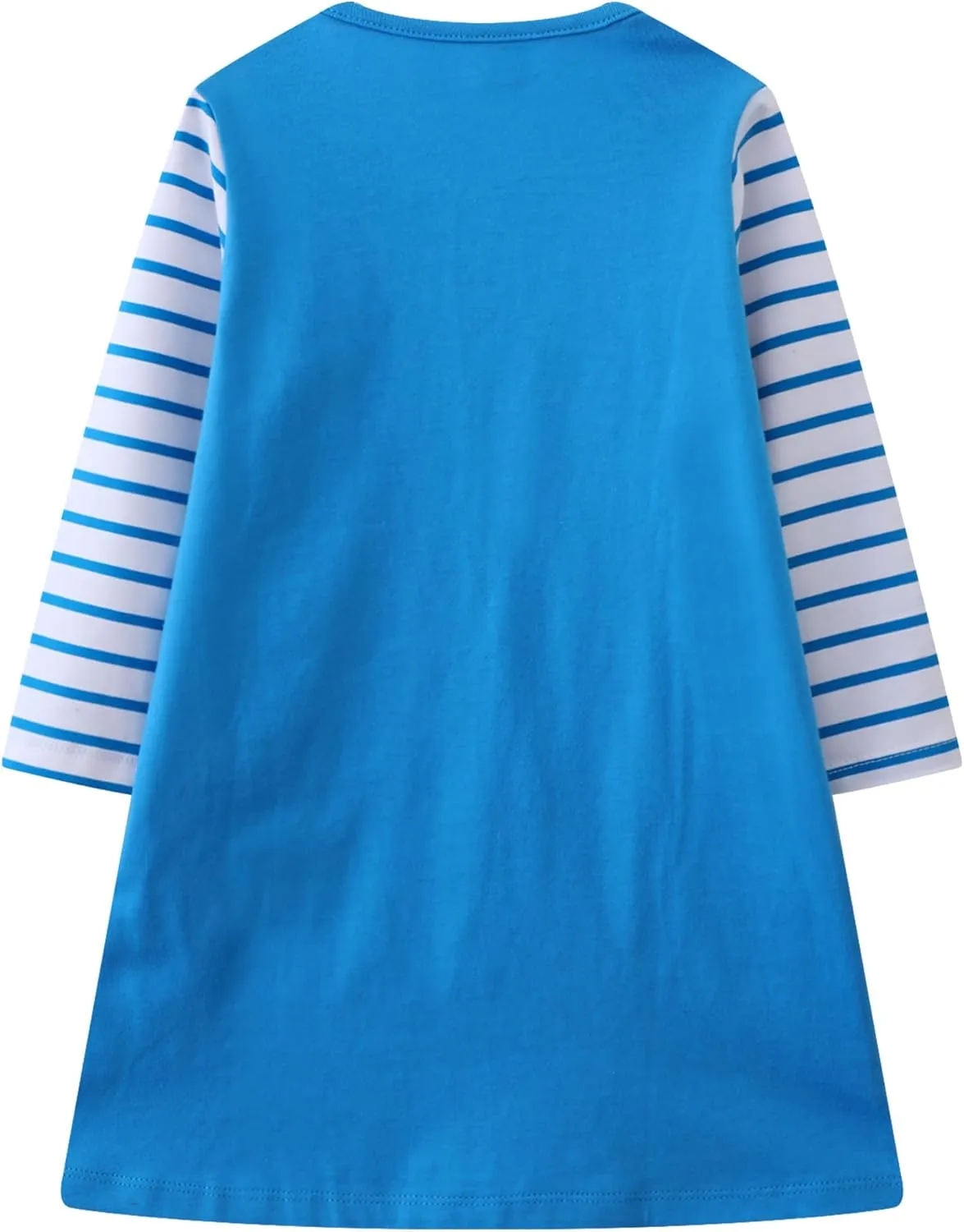 Hongshilian Girls Cotton Long Sleeve Dress Casual Cartoon Appliques Party Dresses