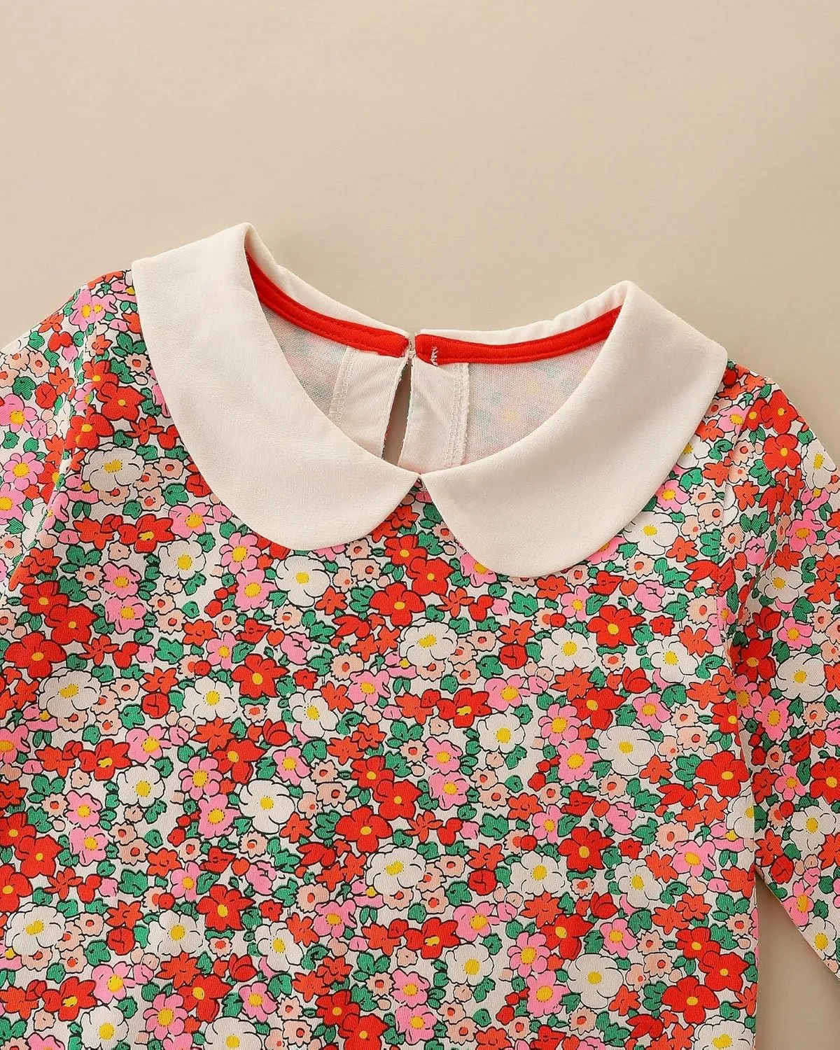 Hongshilian Girls Cotton Long Sleeve Dress Casual Cartoon Appliques Party Dresses