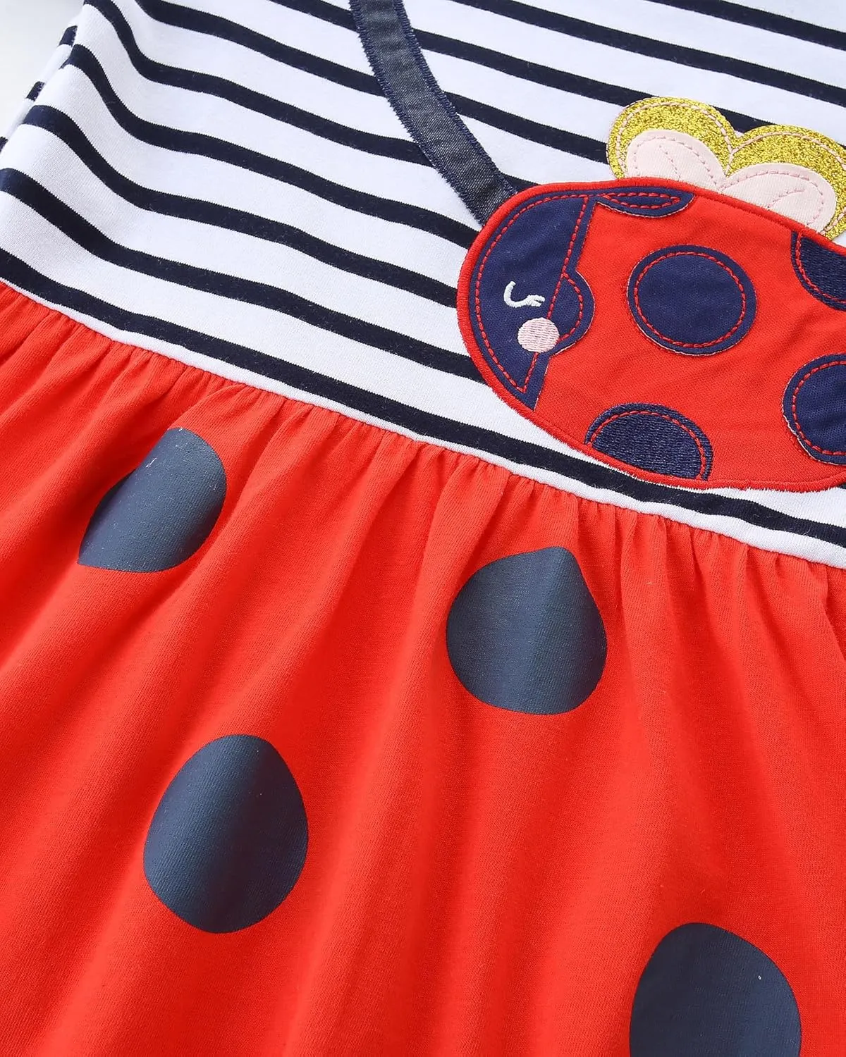 Hongshilian Girls Cotton Long Sleeve Dress Casual Cartoon Appliques Party Dresses