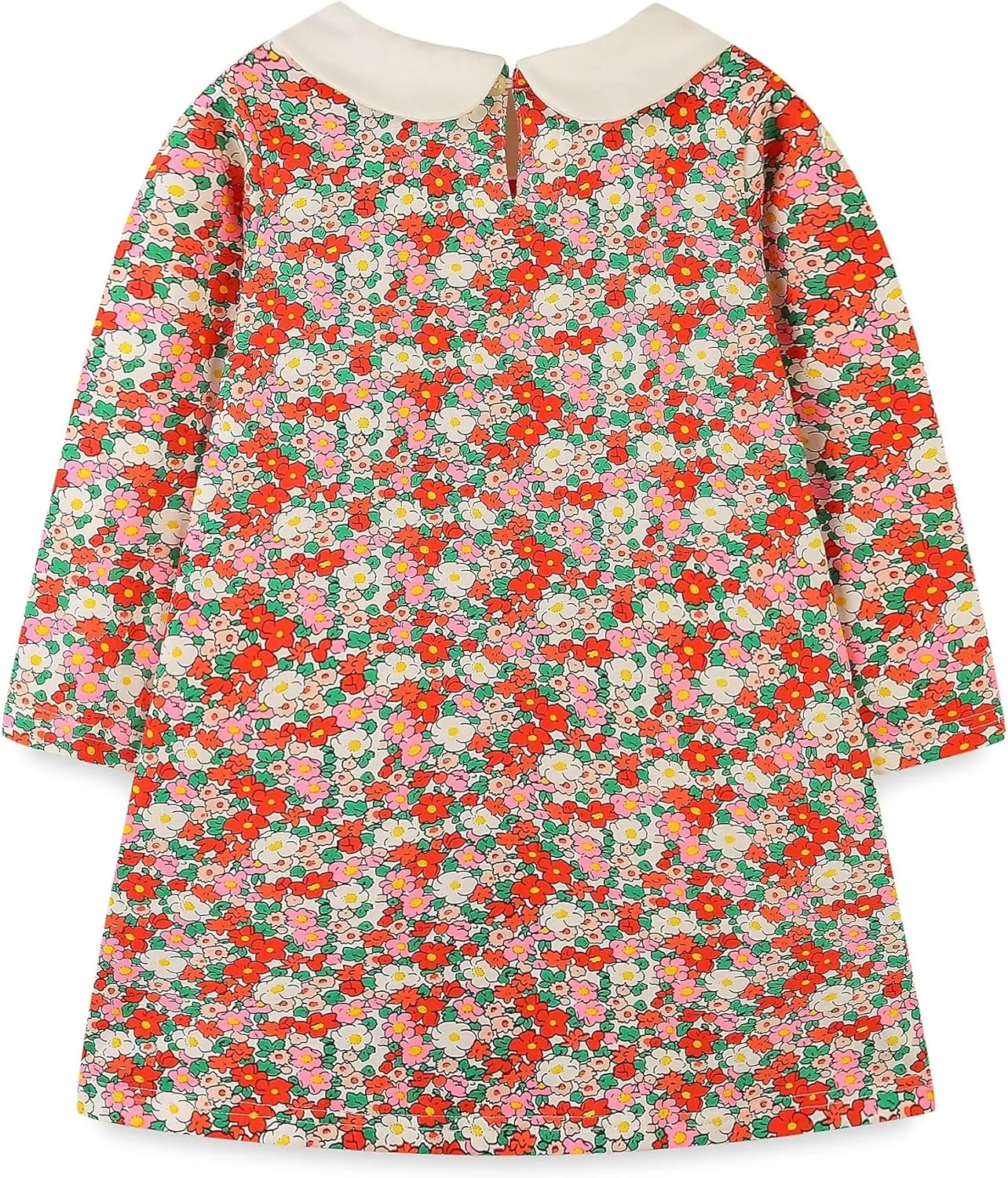 Hongshilian Girls Cotton Long Sleeve Dress Casual Cartoon Appliques Party Dresses
