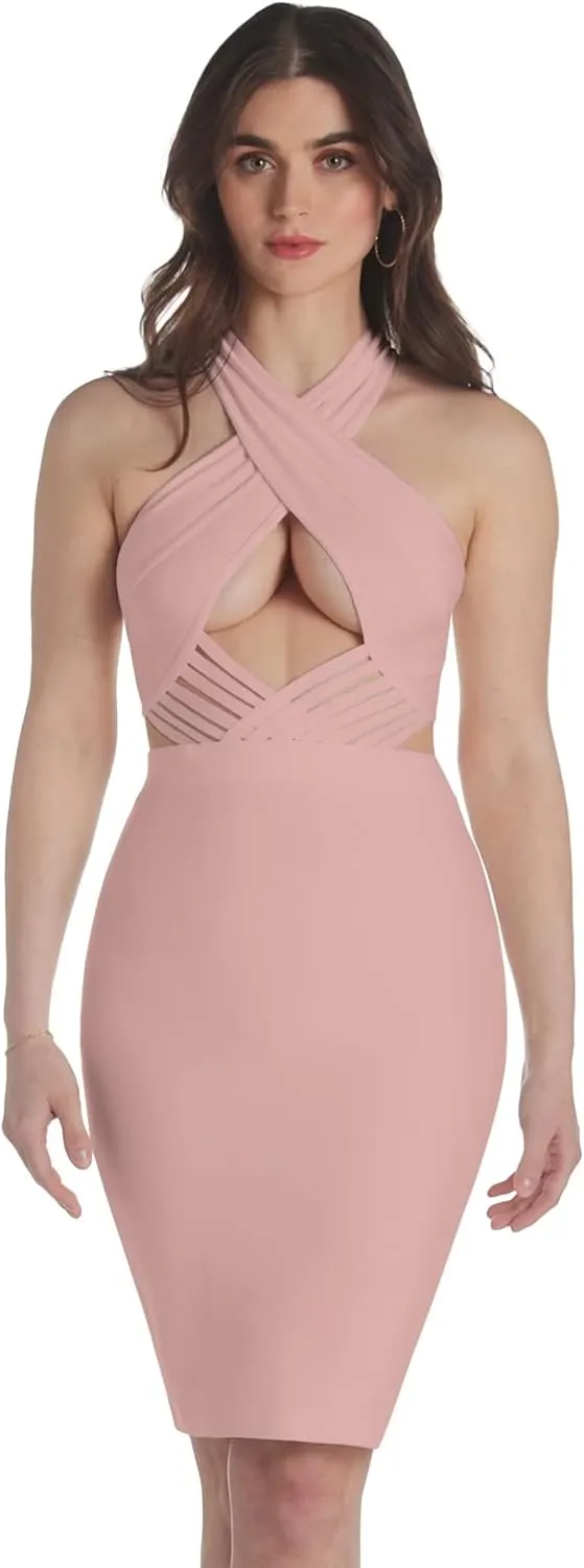 Hybrid & Company Womens Cross Bandage Fashion Hollow Out Sexy Sleeveless Dress