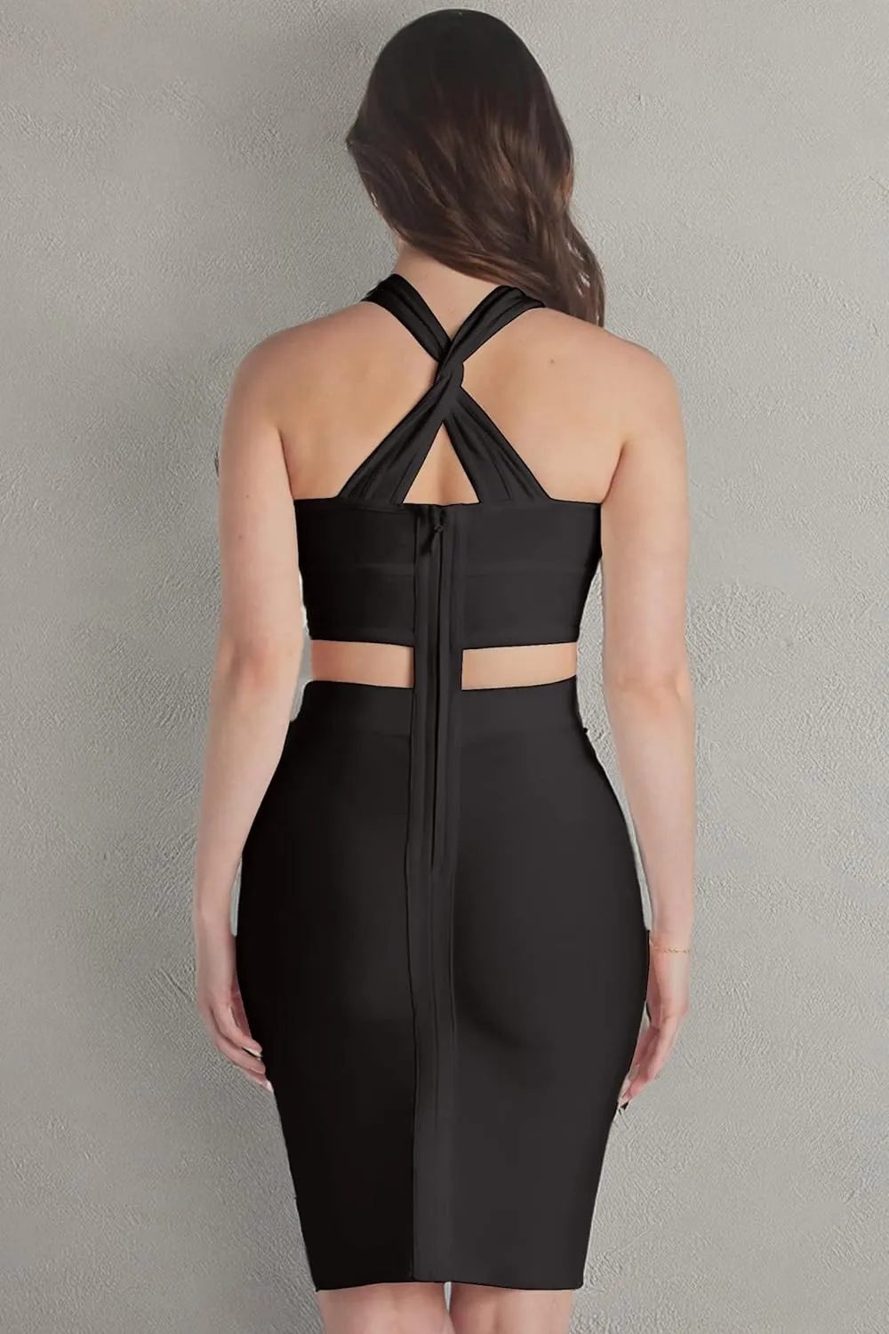 Hybrid & Company Womens Cross Bandage Fashion Hollow Out Sexy Sleeveless Dress