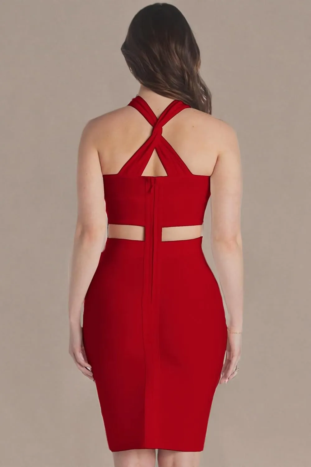 Hybrid & Company Womens Cross Bandage Fashion Hollow Out Sexy Sleeveless Dress