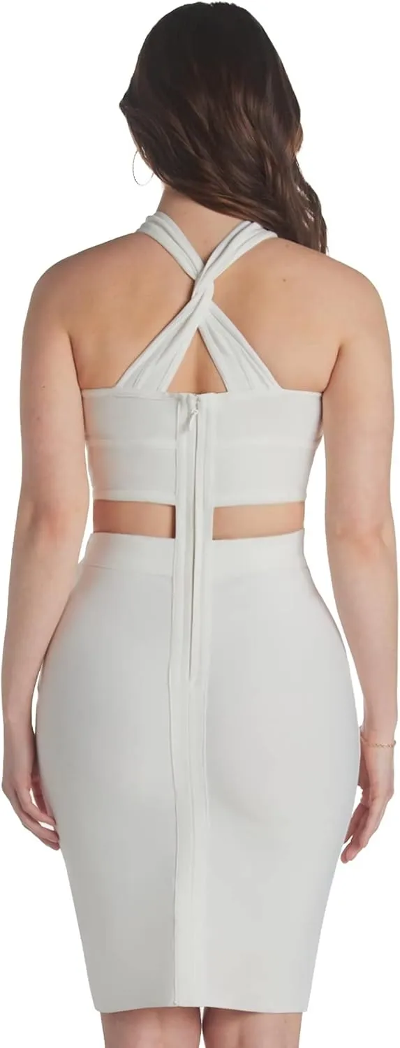 Hybrid & Company Womens Cross Bandage Fashion Hollow Out Sexy Sleeveless Dress