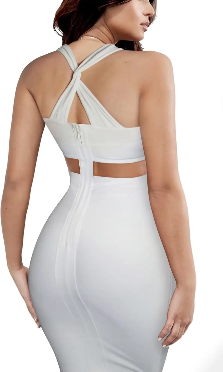 Hybrid & Company Womens Cross Bandage Fashion Hollow Out Sexy Sleeveless Dress