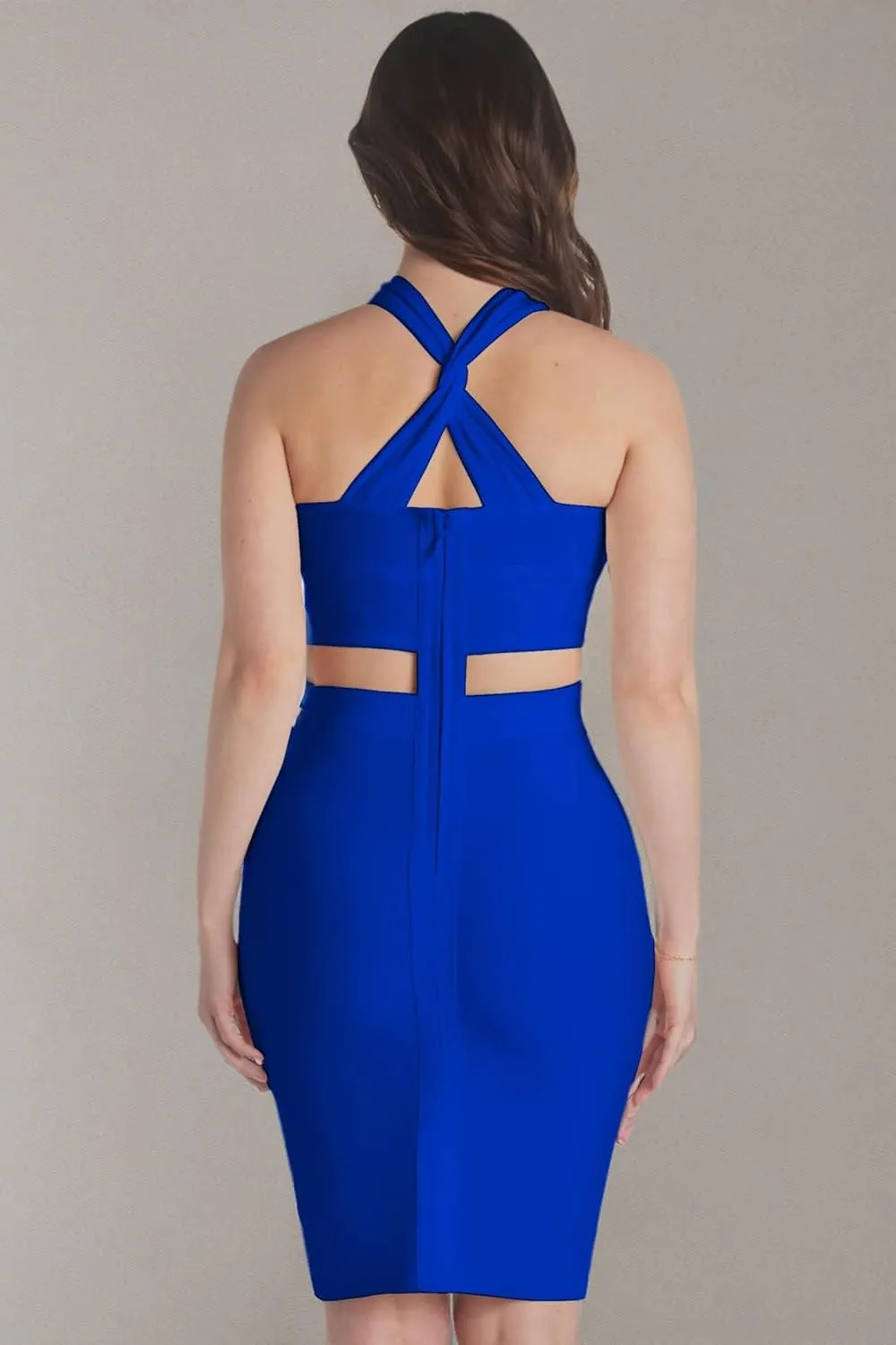 Hybrid & Company Womens Cross Bandage Fashion Hollow Out Sexy Sleeveless Dress